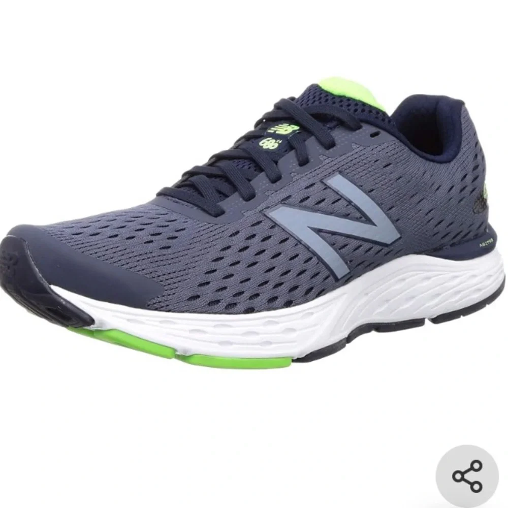 Men’s New Balance 680 v6 running shoes in Gray, Navy, and Lime Green 10.5 4E XW